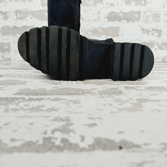 Zara Black Leather Round Toe Low Heel Pull On Ankle Boots V488 - Picture 8 of 13